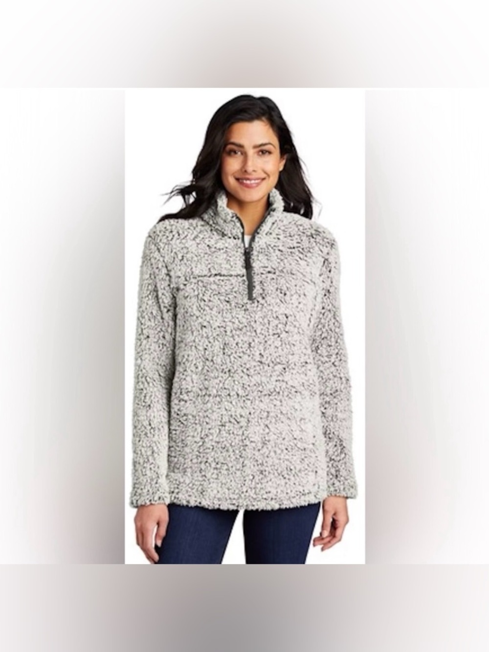 Port Authority Sherpa 1/4 Zip Fleece w/Zipper Pull - Women's Cozy Gray soft New